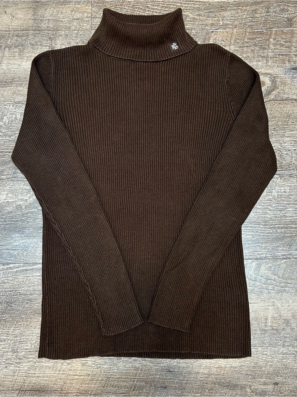 Lauren Ralph Lauren Chocolate Brown Ribbed Turtleneck Sweater women’s small